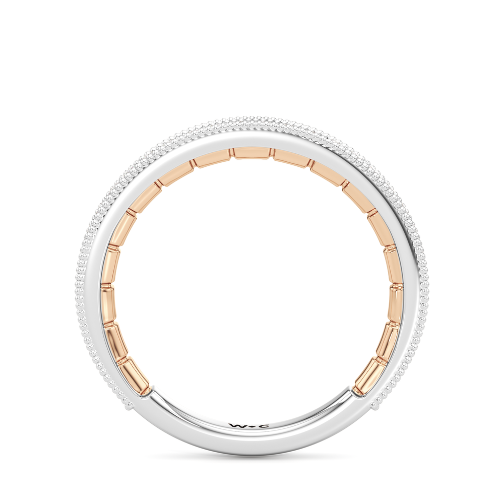 The Garland Diamond Wedding Band with 18KT White & Rose Gold Cut Diamond in 14KT White & Rose Gold view 2
