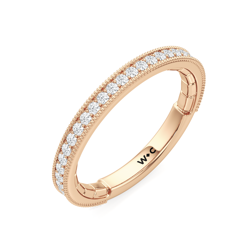 The Garland Diamond Wedding Band with 18KT Rose Gold Cut Diamond in 14KT Rose Gold view 3
