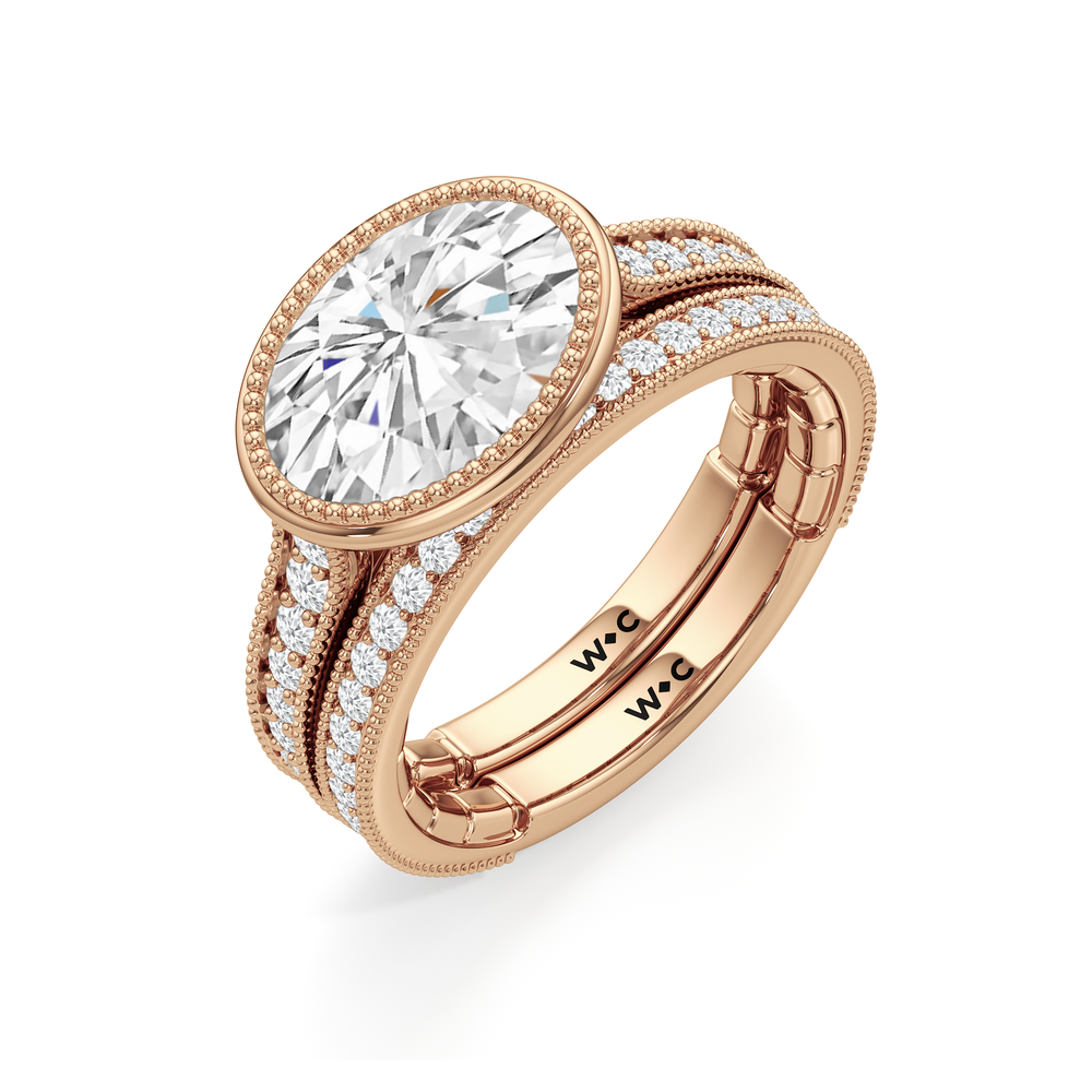 The Garland Diamond Wedding Band with 18KT Rose Gold Cut Diamond in 14KT Rose Gold view 4
