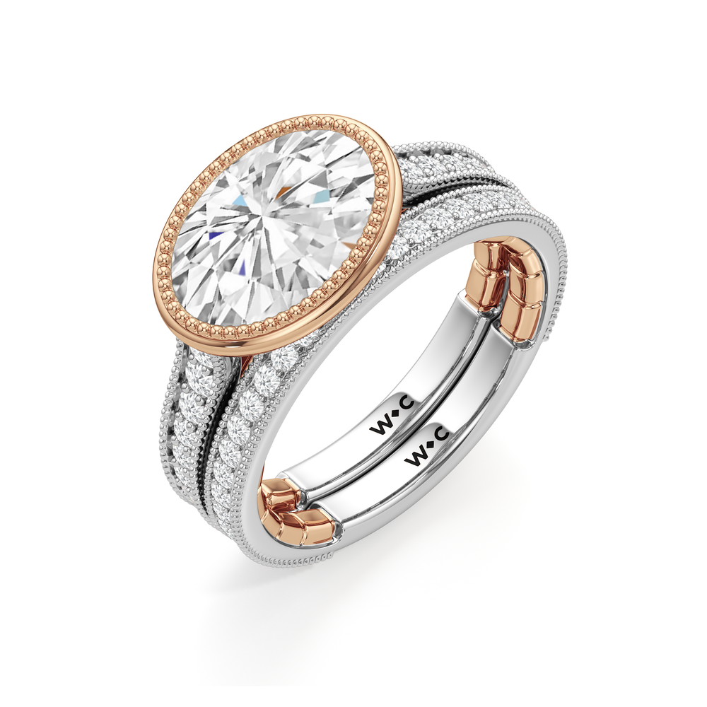 The Garland Diamond Wedding Band with 18KT White & Rose Gold Cut Diamond in 14KT White & Rose Gold view 4
