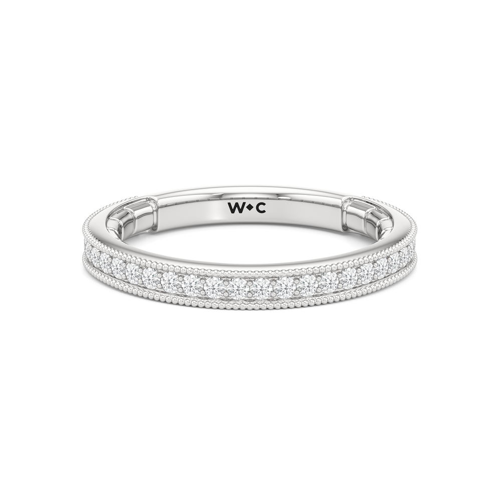 The Garland Diamond Wedding Band with Platinum Cut Diamond in 14KT Platinum view 1
