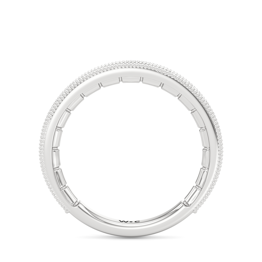 The Garland Diamond Wedding Band with Platinum Cut Diamond in 14KT Platinum view 2
