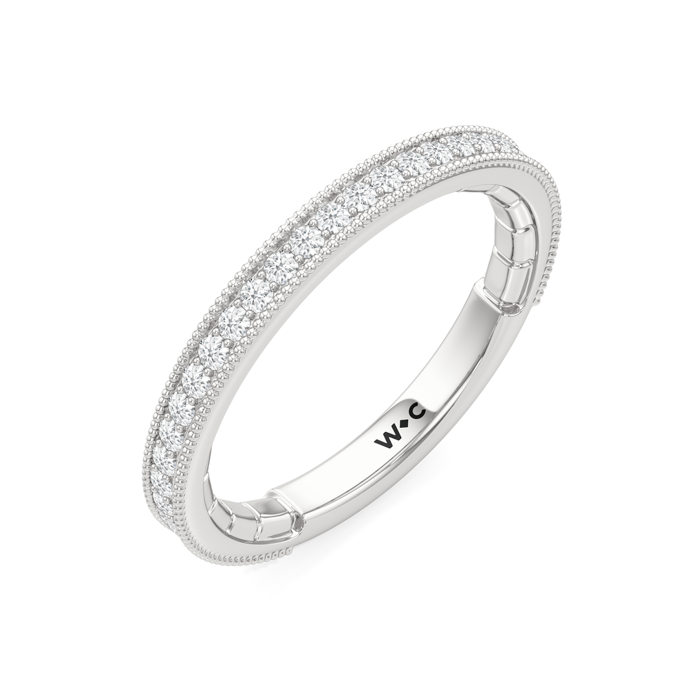 The Garland Diamond Wedding Band with Platinum Cut Diamond in 14KT Platinum view 3
