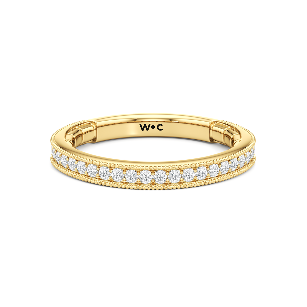 The Garland Diamond Wedding Band with 18KT Yellow Gold Cut Diamond in 14KT Yellow Gold view 1
