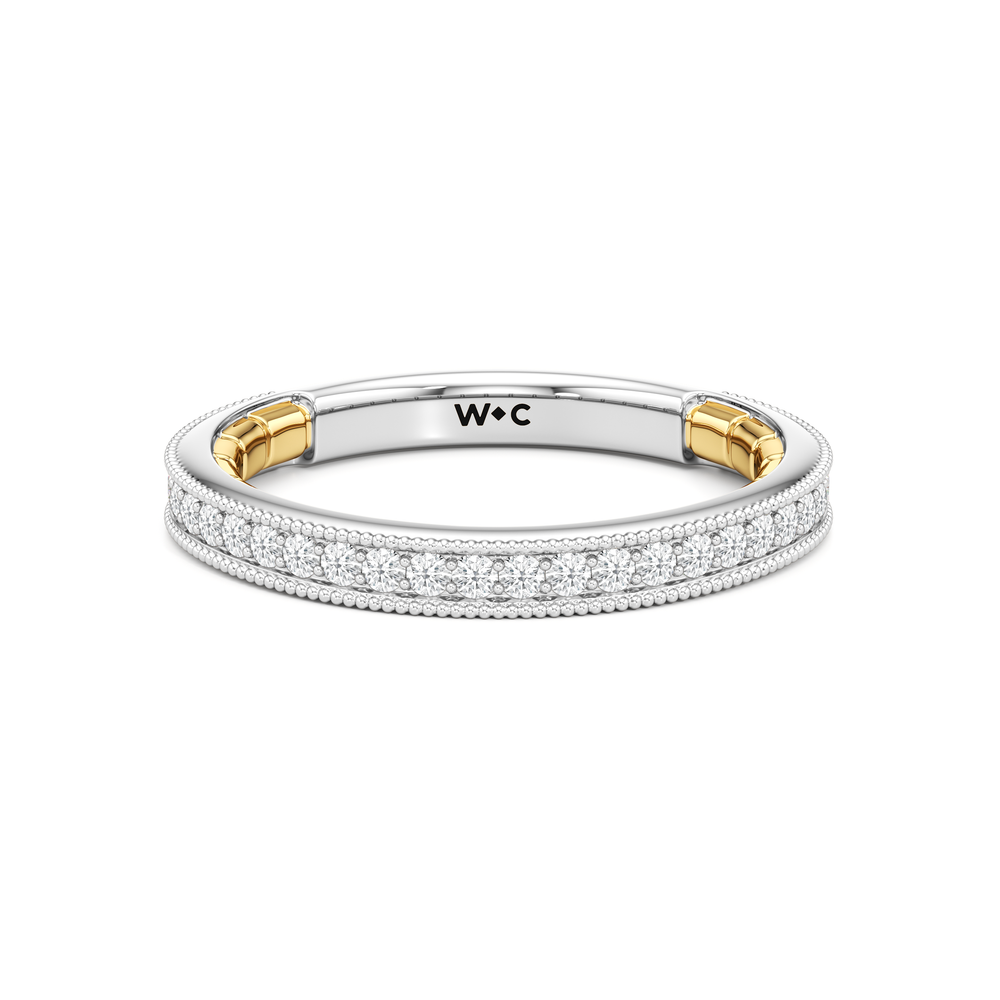 The Garland Diamond Wedding Band with 18KT White & Yellow Gold Cut Diamond in 14KT White & Yellow Gold view 1
