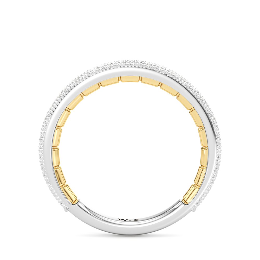 The Garland Diamond Wedding Band with 18KT White & Yellow Gold Cut Diamond in 14KT White & Yellow Gold view 2
