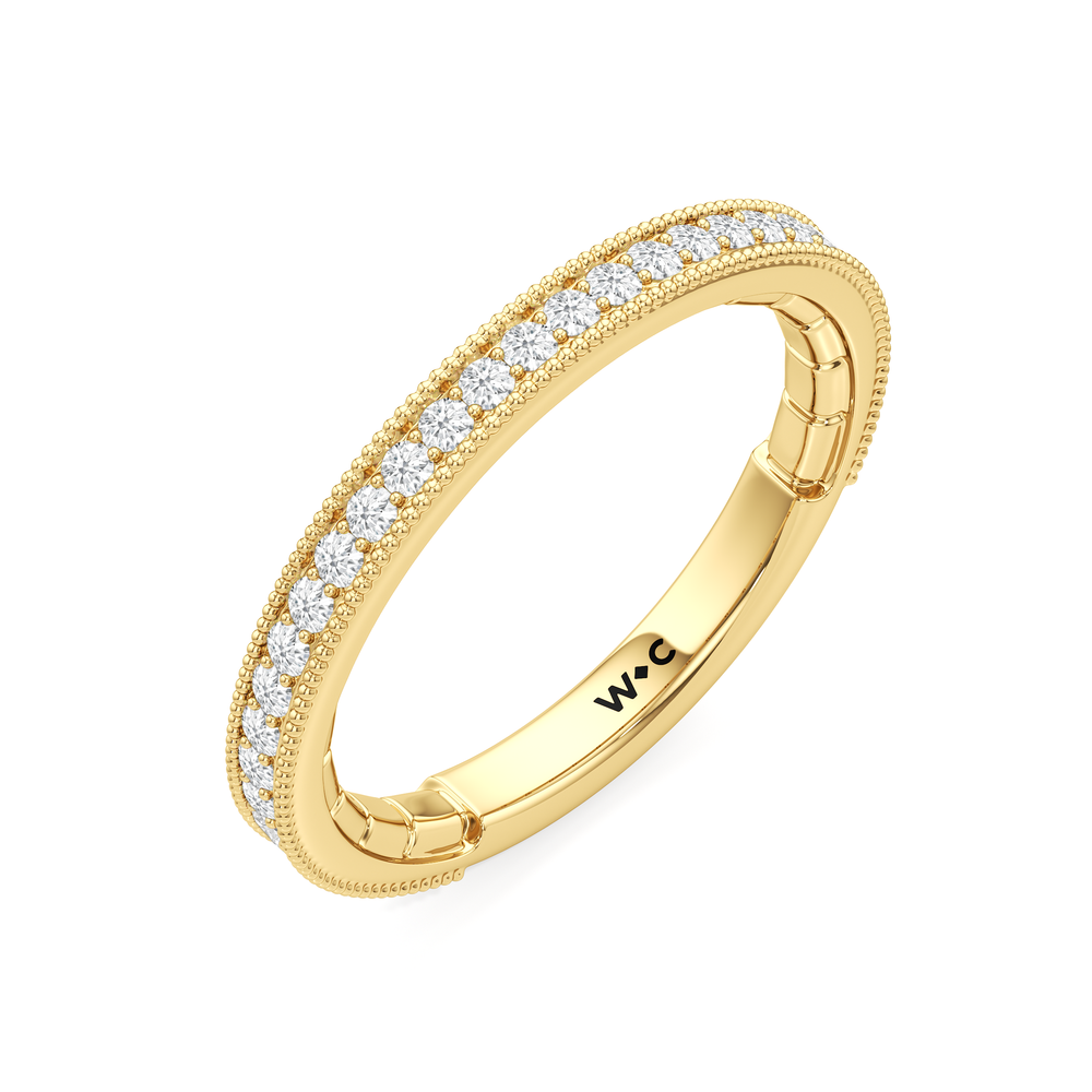 The Garland Diamond Wedding Band with 18KT Yellow Gold Cut Diamond in 14KT Yellow Gold view 3
