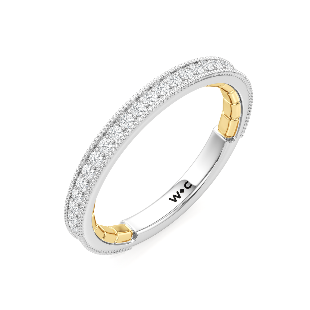 The Garland Diamond Wedding Band with 18KT White & Yellow Gold Cut Diamond in 14KT White & Yellow Gold view 3
