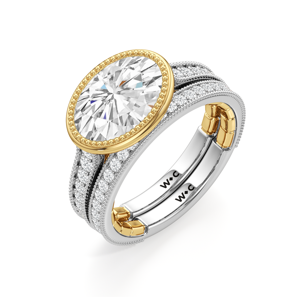 The Garland Diamond Wedding Band with 18KT White & Yellow Gold Cut Diamond in 14KT White & Yellow Gold view 4
