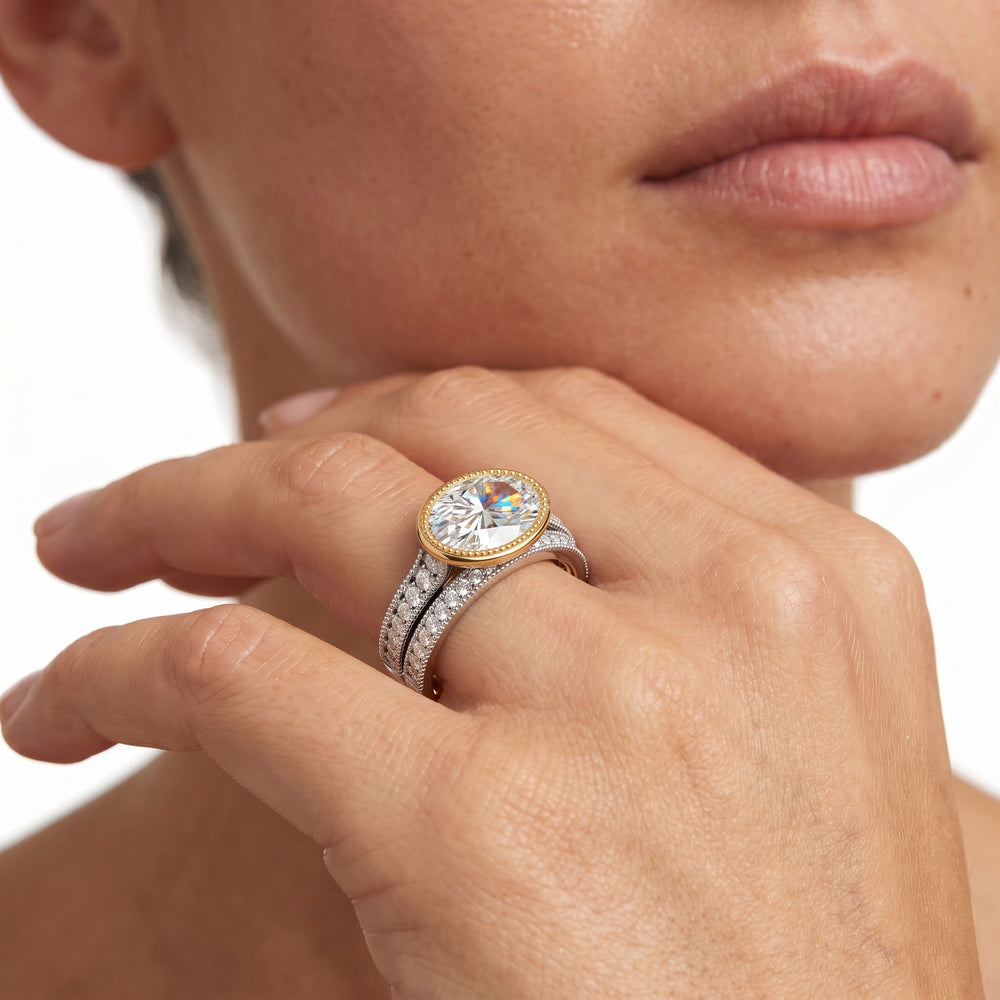 The Garland Diamond Wedding Band with 18KT Rose Gold Cut Diamond in 14KT Rose Gold view 3
