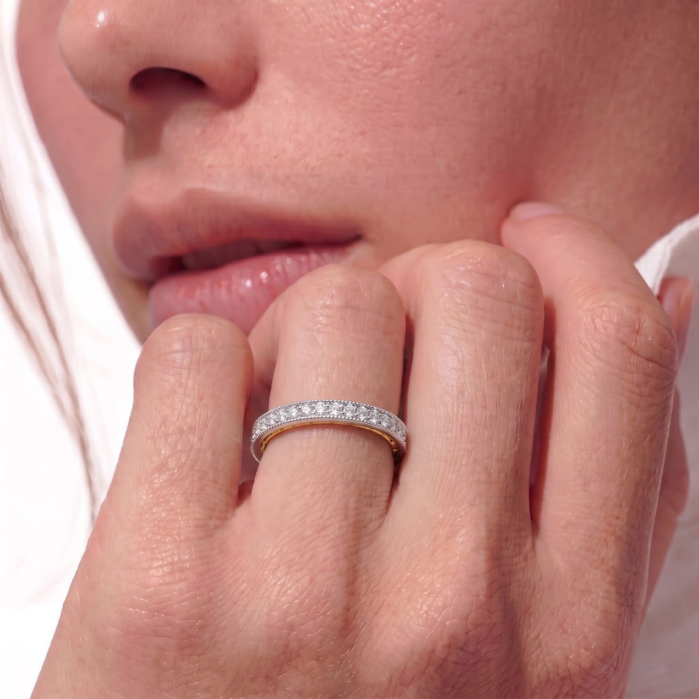 The Garland Diamond Wedding Band with 18KT Yellow Gold Cut Diamond in 14KT Yellow Gold view 2
