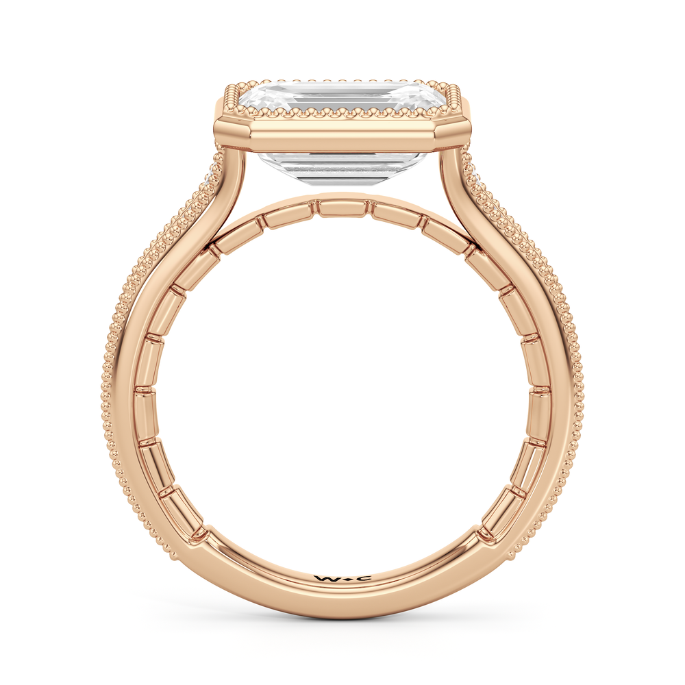 The Garland Ring with Emerald Cut Diamond in 14KT Rose Gold view 3

