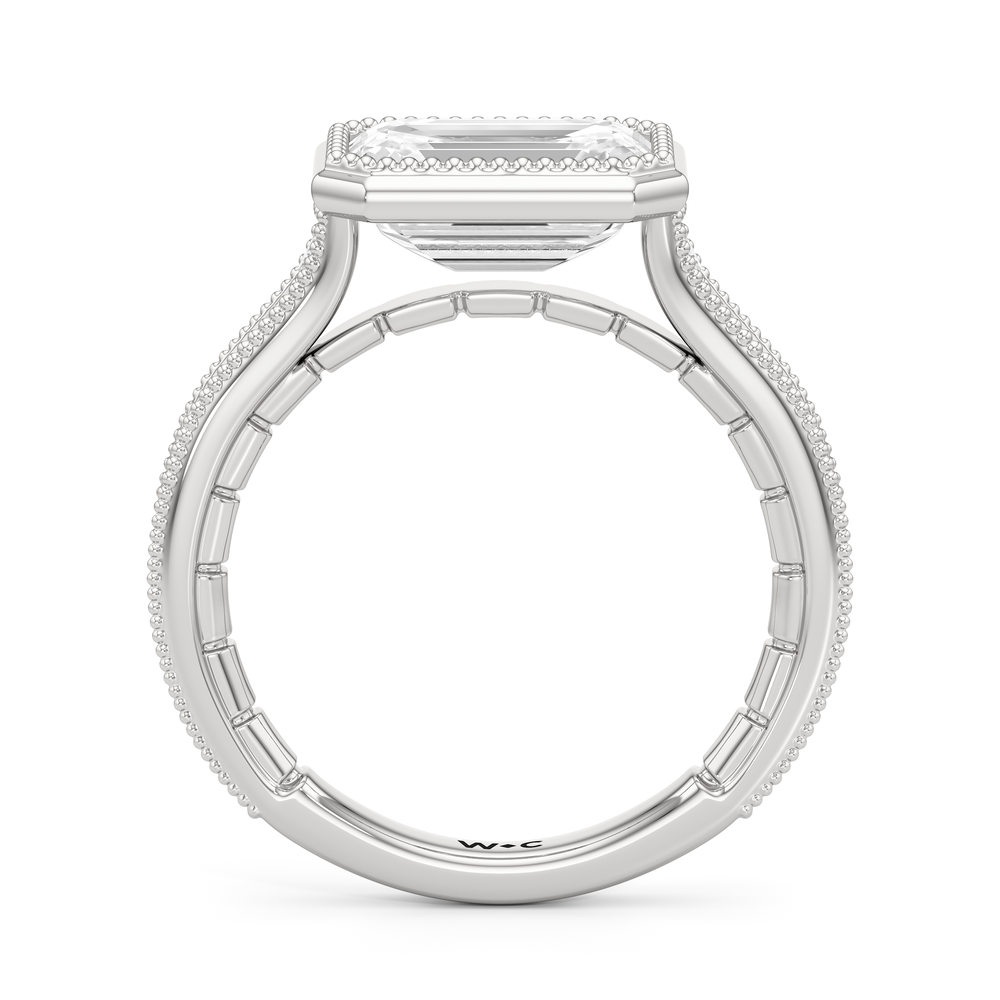 The Garland Ring with Emerald Cut Diamond in 14KT Platinum view 3
