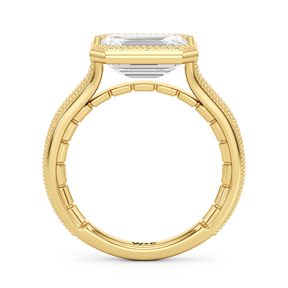 The Garland Ring with Emerald Cut Diamond in 14KT Yellow Gold view 3
