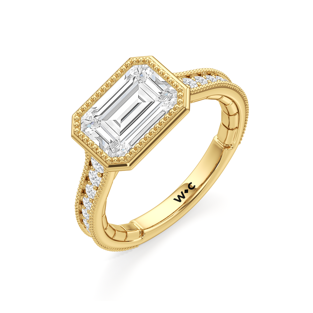 The Garland Ring with Emerald Cut Diamond in 14KT Yellow Gold view 4
