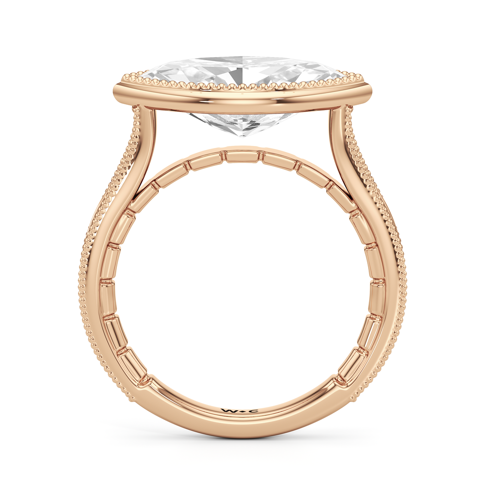 The Garland Ring with Marquise Cut Diamond in 14KT Rose Gold view 3
