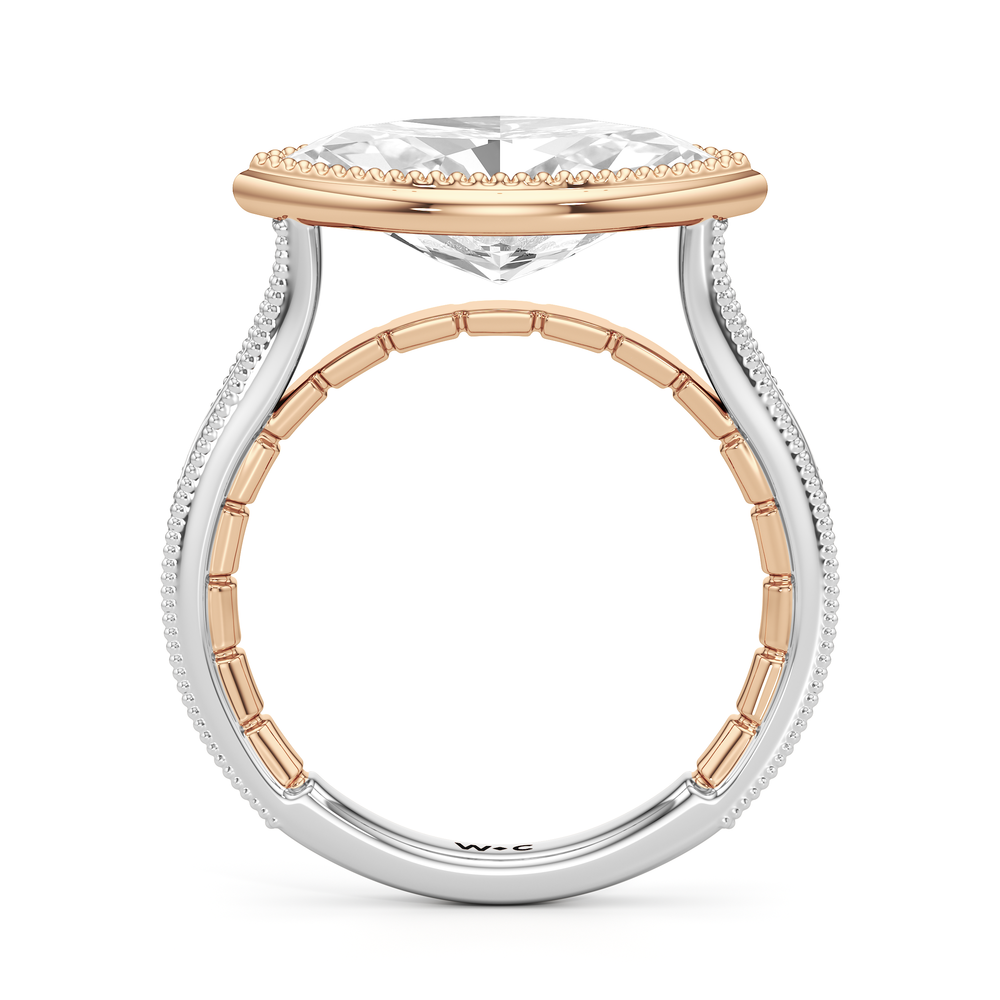 The Garland Ring with Marquise Cut Diamond in 14KT White & Rose Gold view 3
