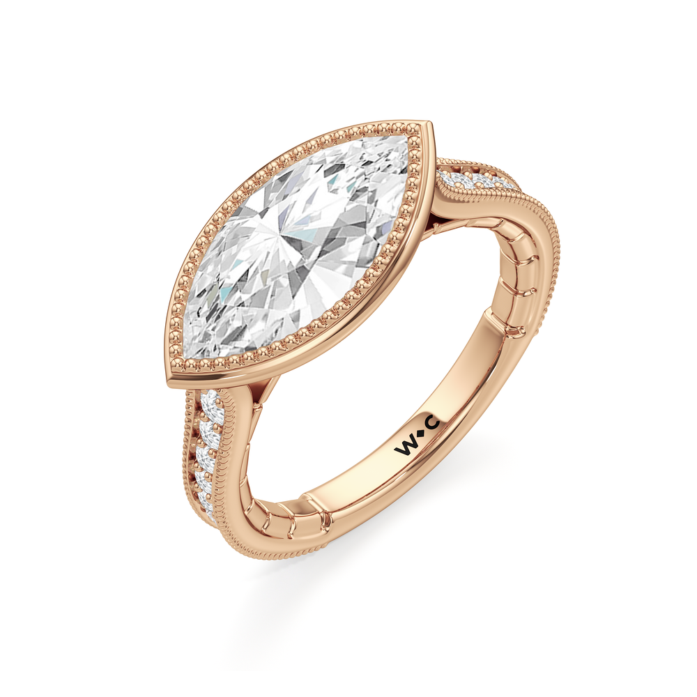 The Garland Ring with Marquise Cut Diamond in 14KT Rose Gold view 4
