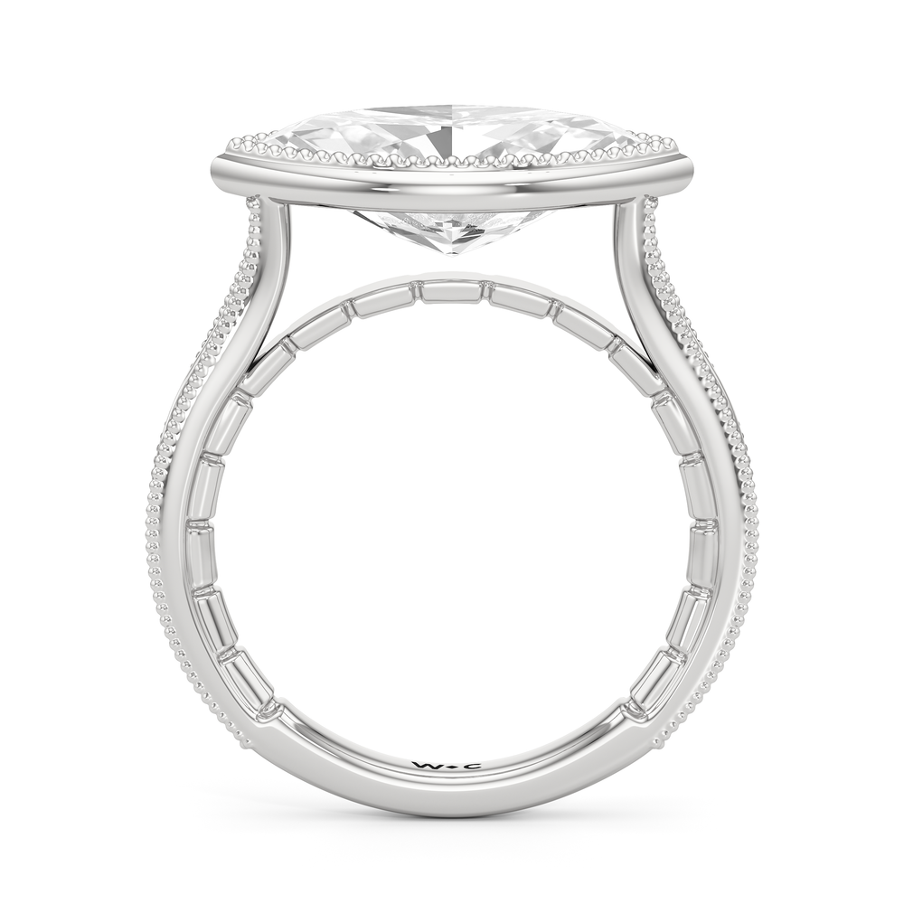 The Garland Ring with Marquise Cut Diamond in 14KT Platinum view 3
