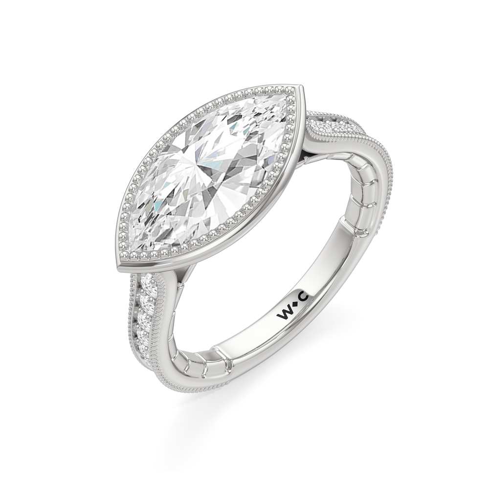 The Garland Ring with Marquise Cut Diamond in 14KT Platinum view 4
