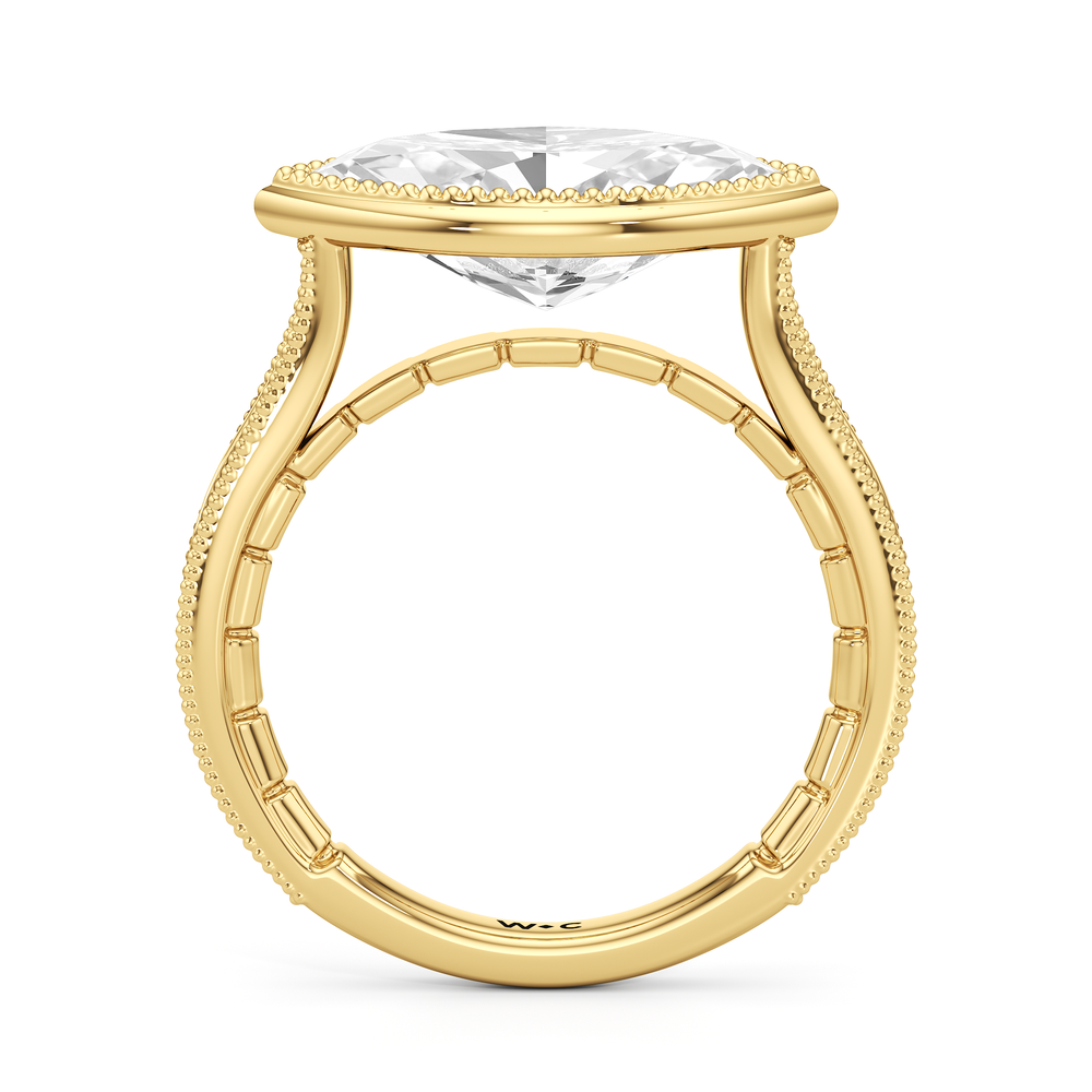 The Garland Ring with Marquise Cut Diamond in 14KT Yellow Gold view 3
