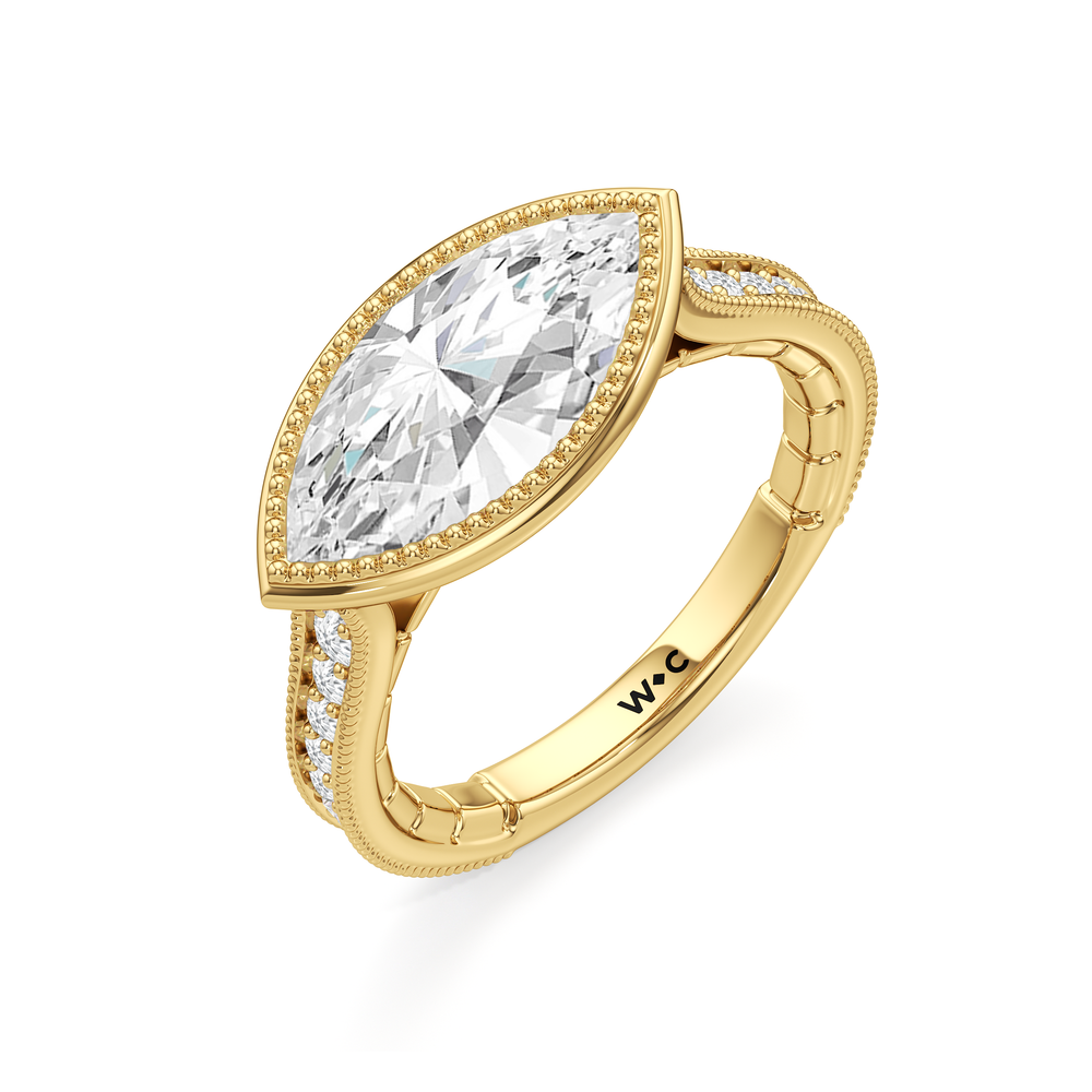 The Garland Ring with Marquise Cut Diamond in 14KT Yellow Gold view 4
