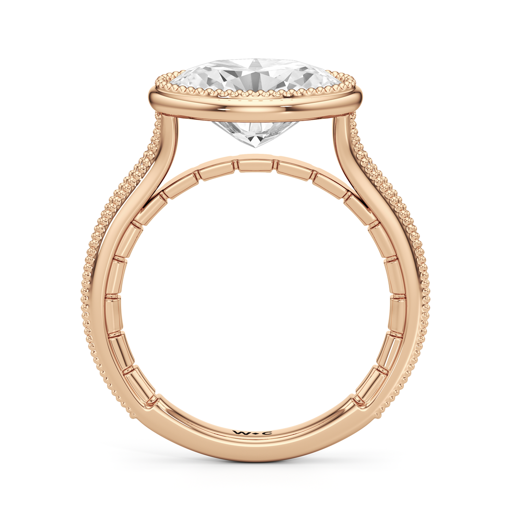 The Garland Ring with Oval Cut Diamond in 14KT Rose Gold view 3

