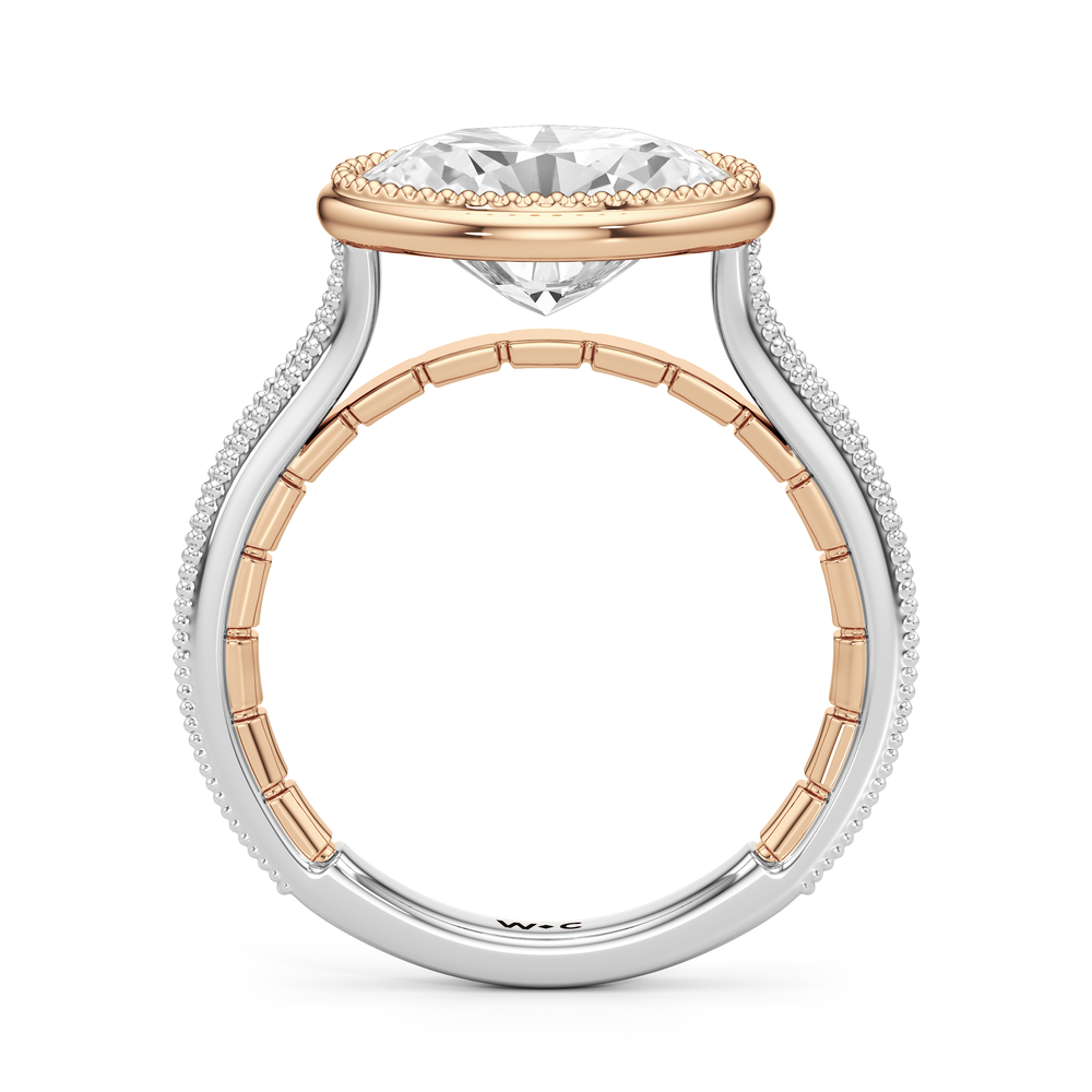 The Garland Ring with Oval Cut Diamond in 14KT White & Rose Gold view 3
