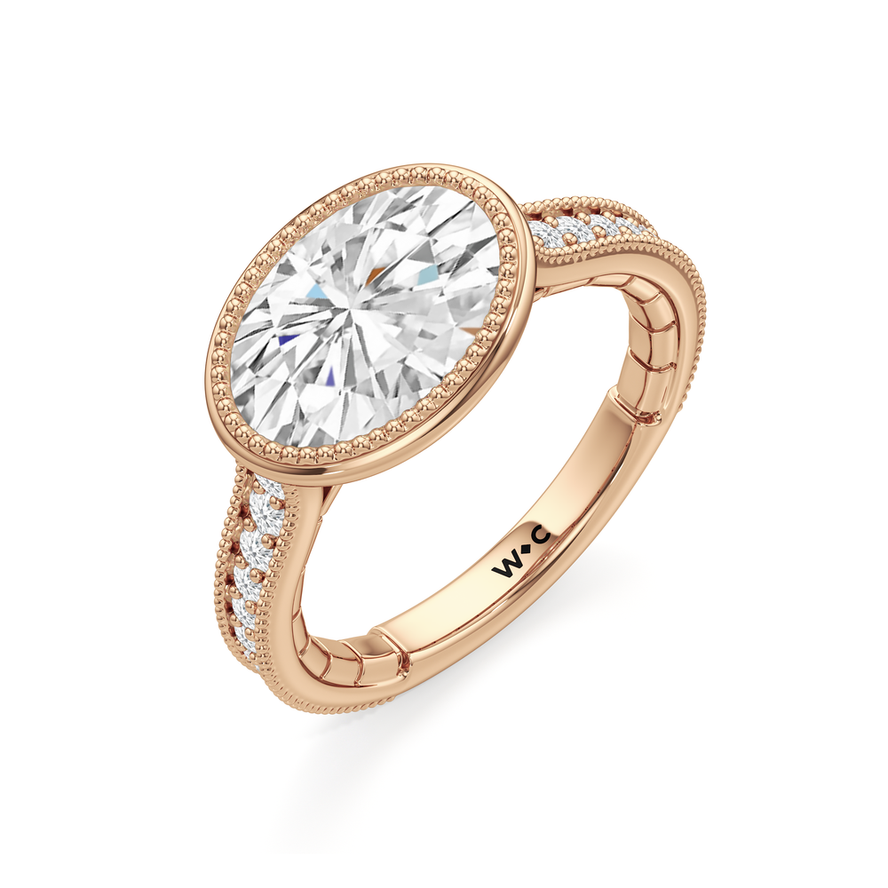 The Garland Ring with Oval Cut Diamond in 14KT Rose Gold view 4
