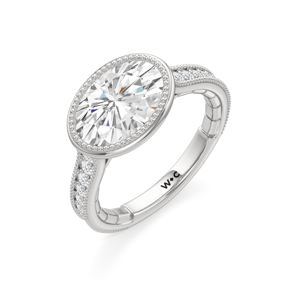 The Garland Ring with Oval Cut Diamond in 14KT Platinum view 4
