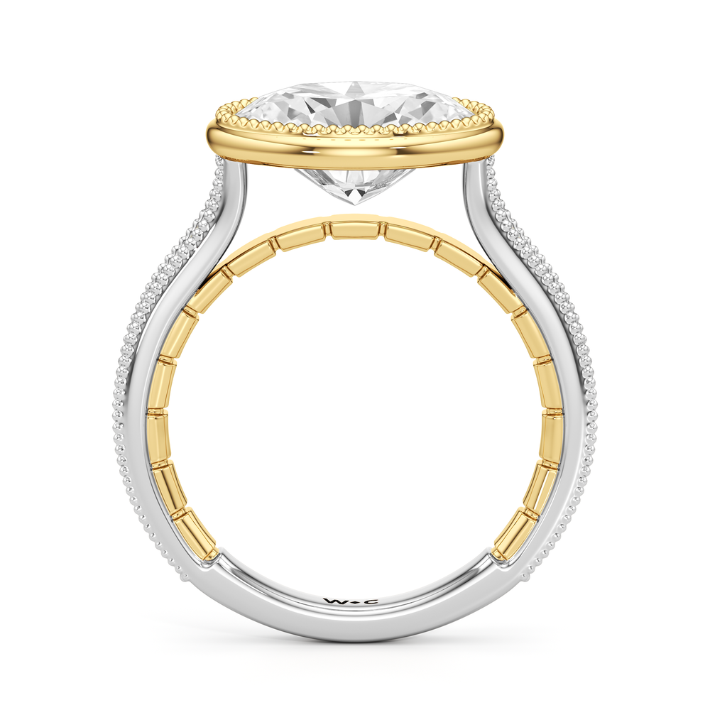 The Garland Ring with Oval Cut Diamond in 14KT White & Yellow Gold view 3
