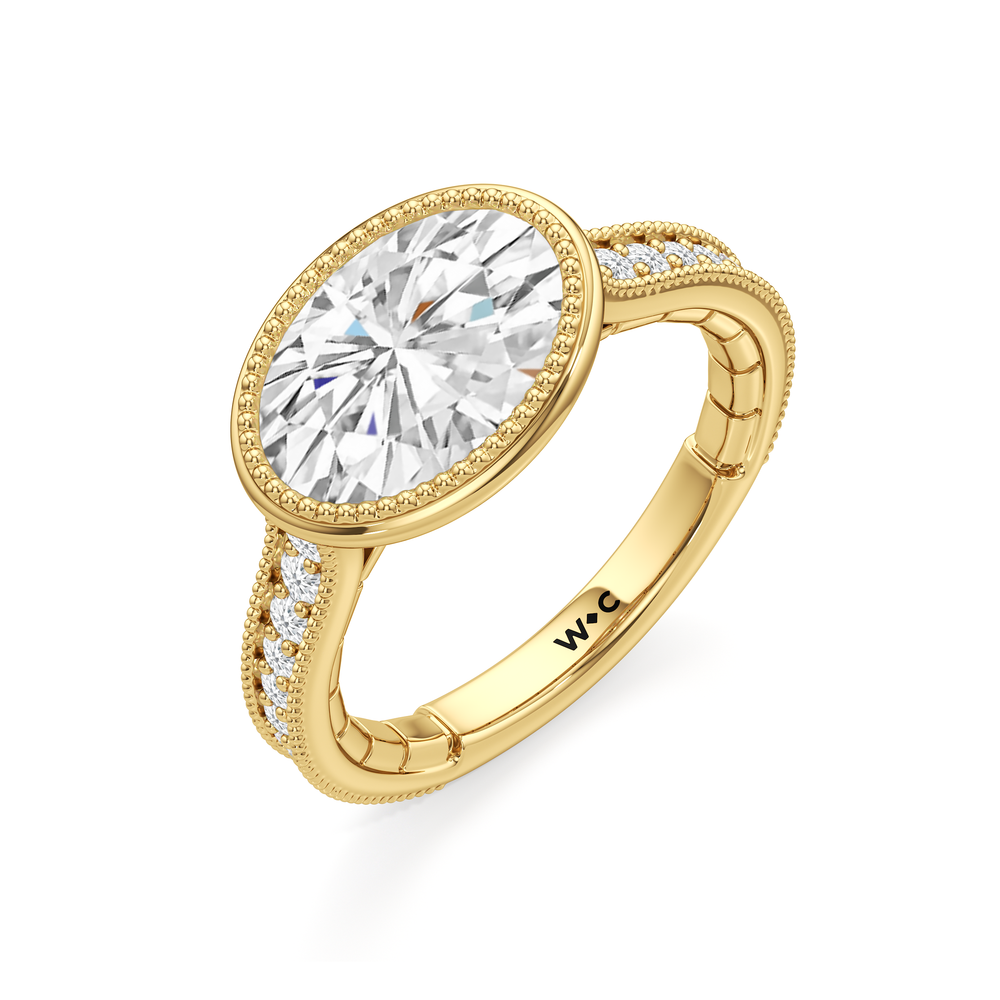 The Garland Ring with Oval Cut Diamond in 14KT Yellow Gold view 4
