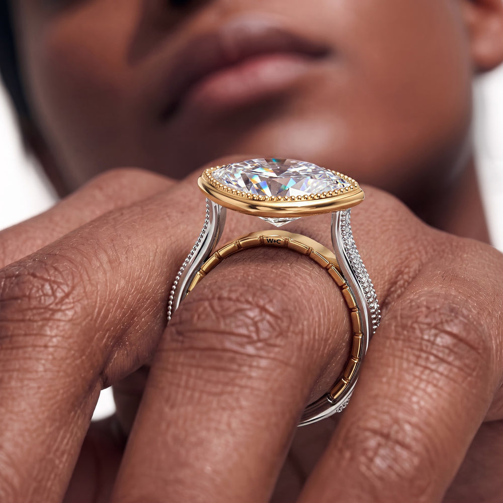 The Garland Ring with Marquise Cut Diamond in 14KT Rose Gold view 3
