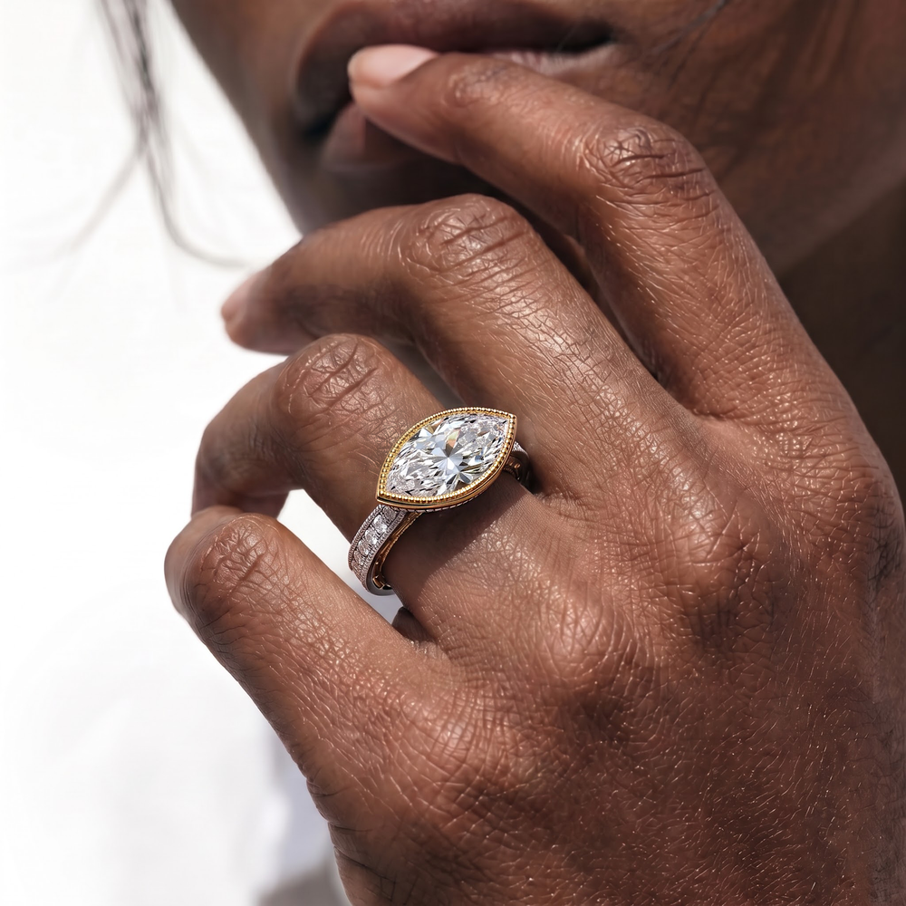 The Garland Ring with Oval Cut Diamond in 14KT Platinum view 4
