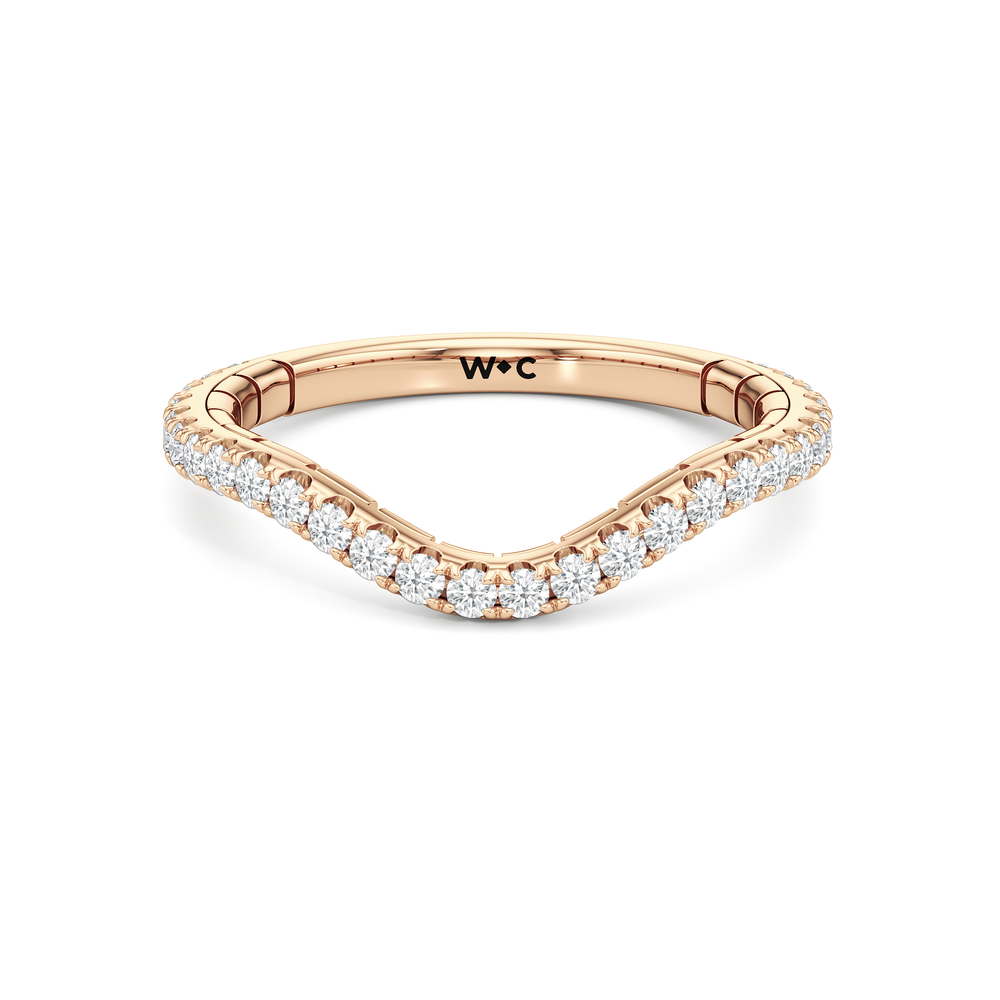 The Rosette Diamond Wedding Band with 18KT Rose Gold Cut Diamond in 14KT Rose Gold view 1
