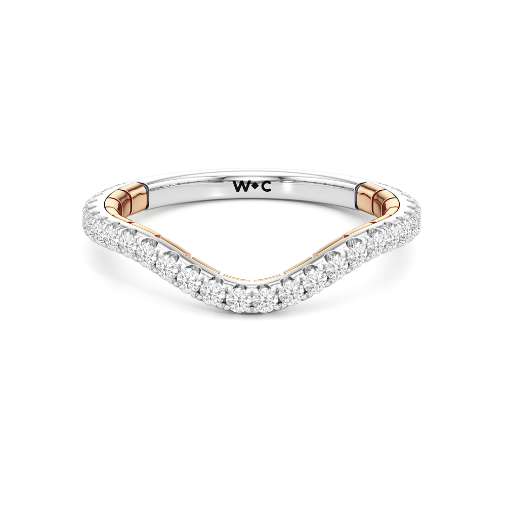 The Rosette Diamond Wedding Band with 18KT White & Rose Gold Cut Diamond in 14KT White & Rose Gold view 1
