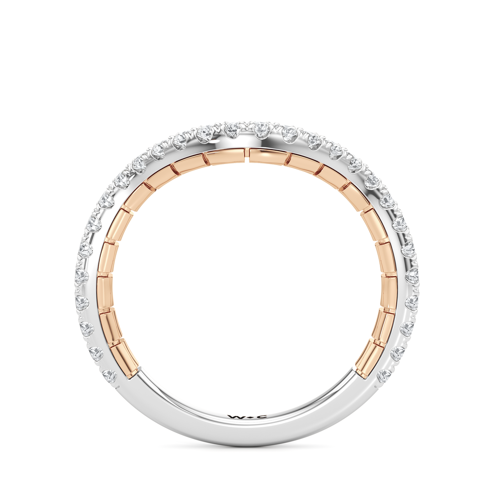 The Rosette Diamond Wedding Band with 18KT White & Rose Gold Cut Diamond in 14KT White & Rose Gold view 2
