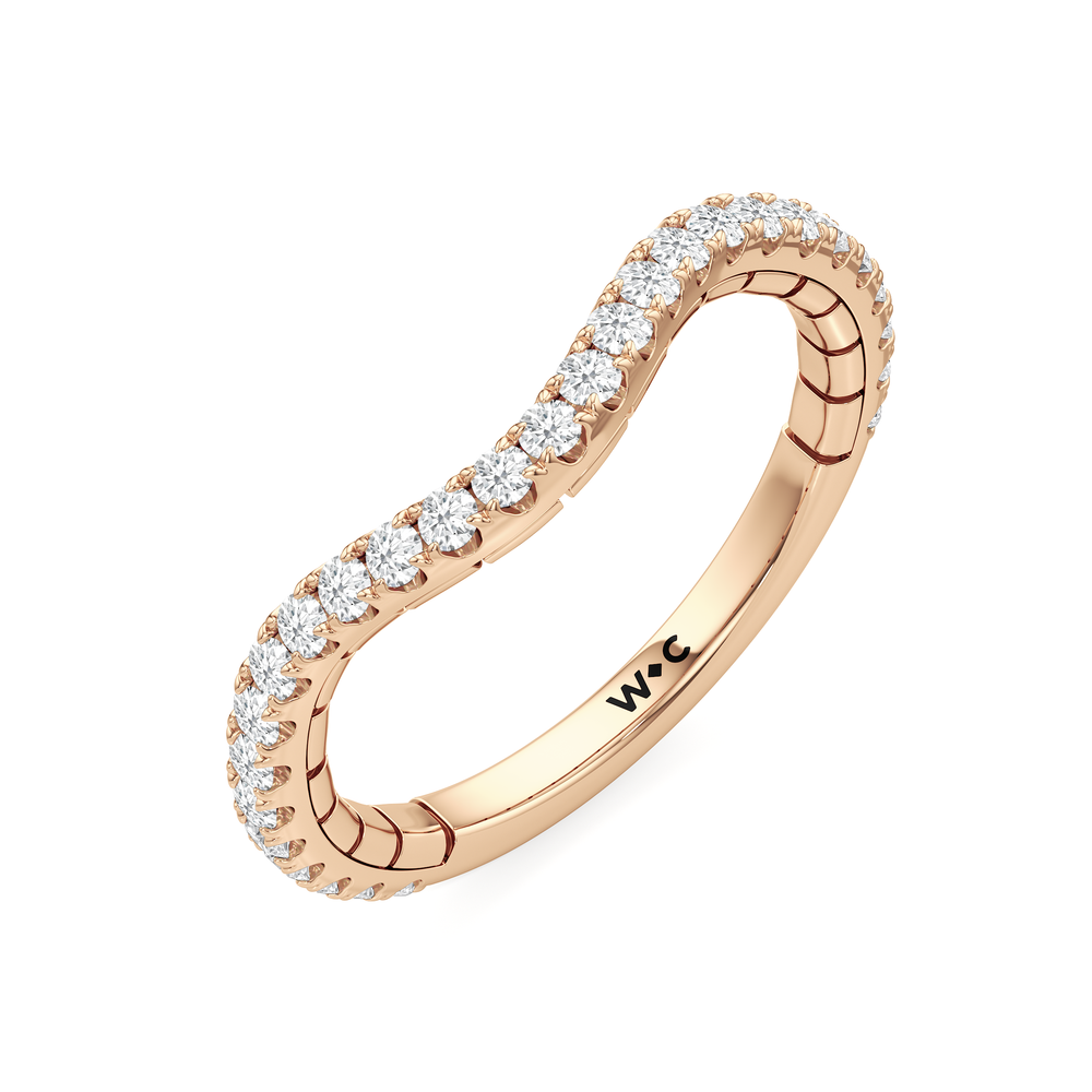 The Rosette Diamond Wedding Band with 18KT Rose Gold Cut Diamond in 14KT Rose Gold view 3
