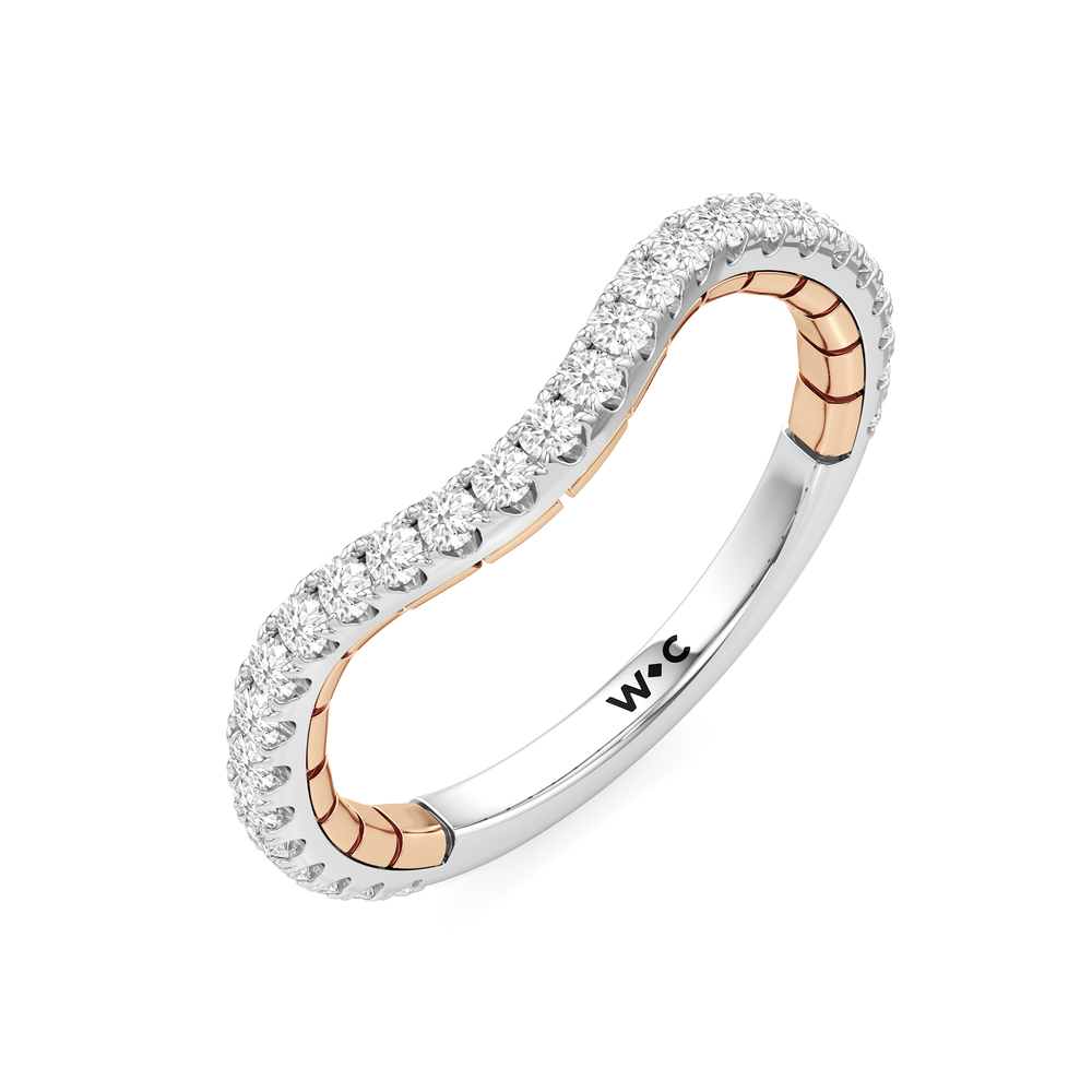 The Rosette Diamond Wedding Band with 18KT White & Rose Gold Cut Diamond in 14KT White & Rose Gold view 3
