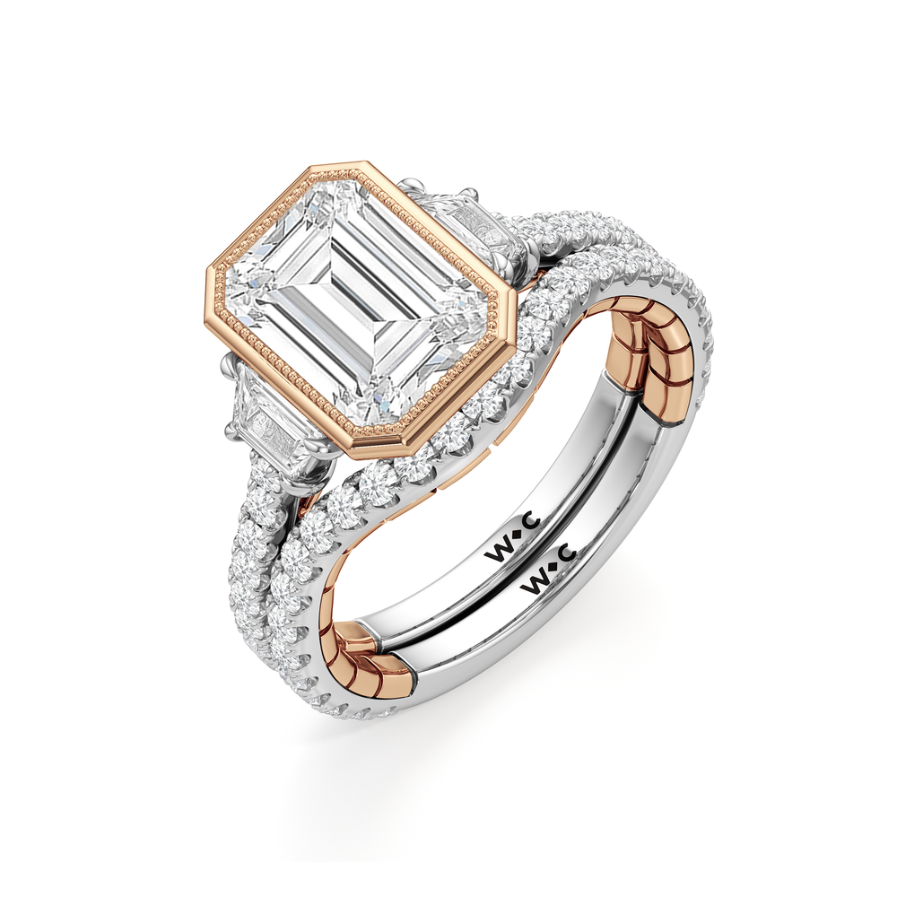 The Rosette Diamond Wedding Band with 18KT White & Rose Gold Cut Diamond in 14KT White & Rose Gold view 4
