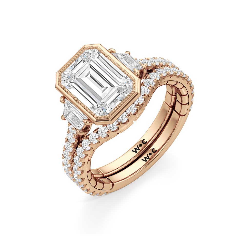 The Rosette Ring with Radiant Cut Diamond in 14KT Rose Gold view 5
