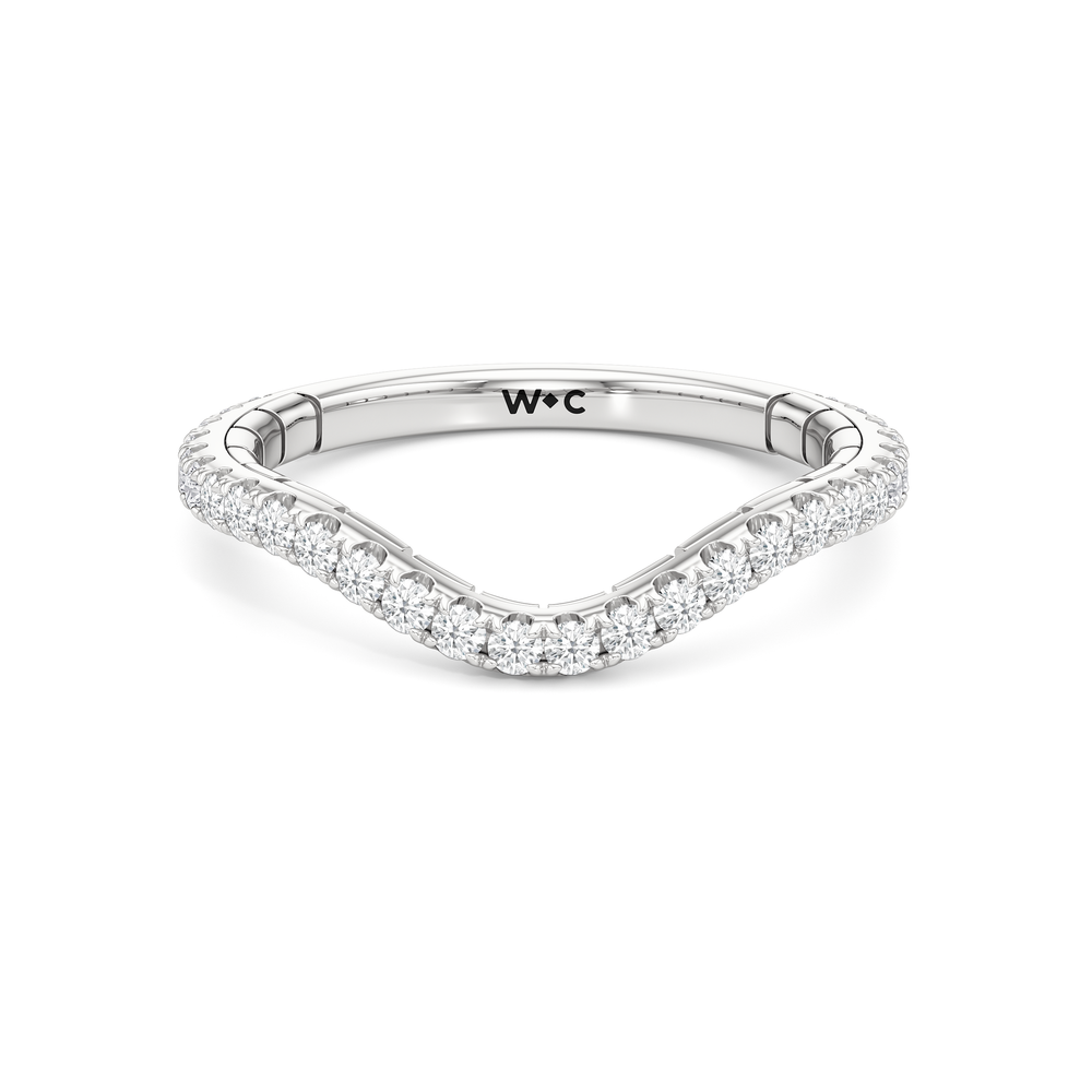 The Rosette Diamond Wedding Band with Platinum Cut Diamond in 14KT Platinum view 1
