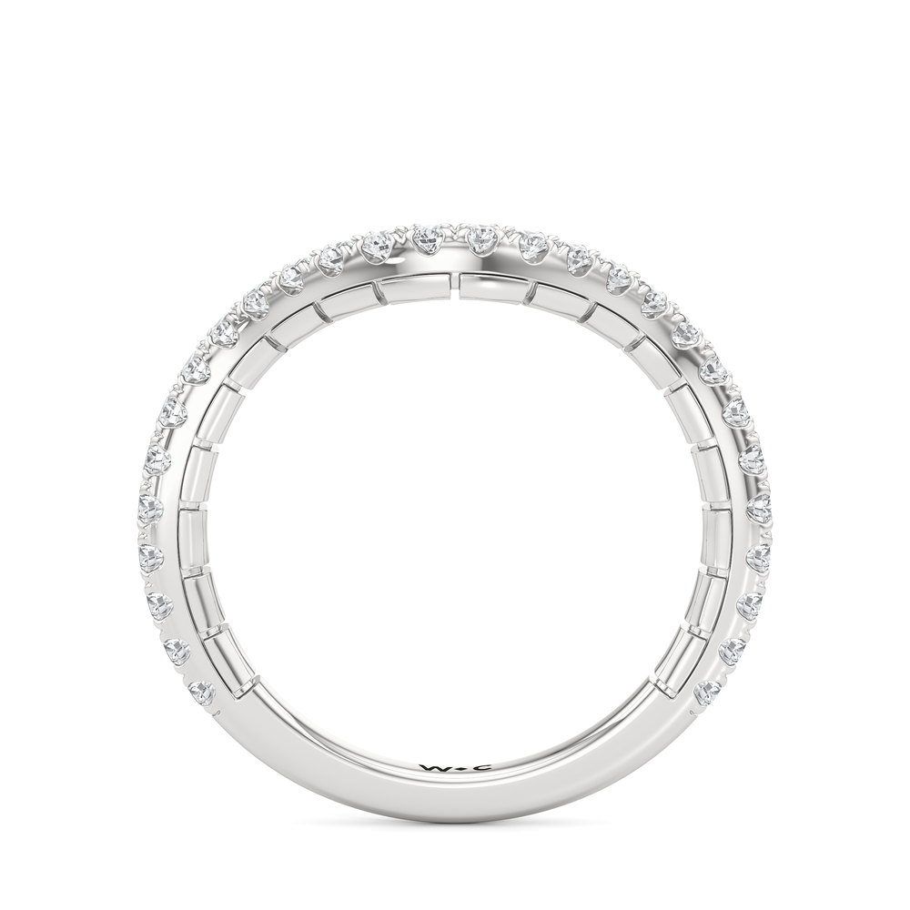 The Rosette Diamond Wedding Band with Platinum Cut Diamond in 14KT Platinum view 2
