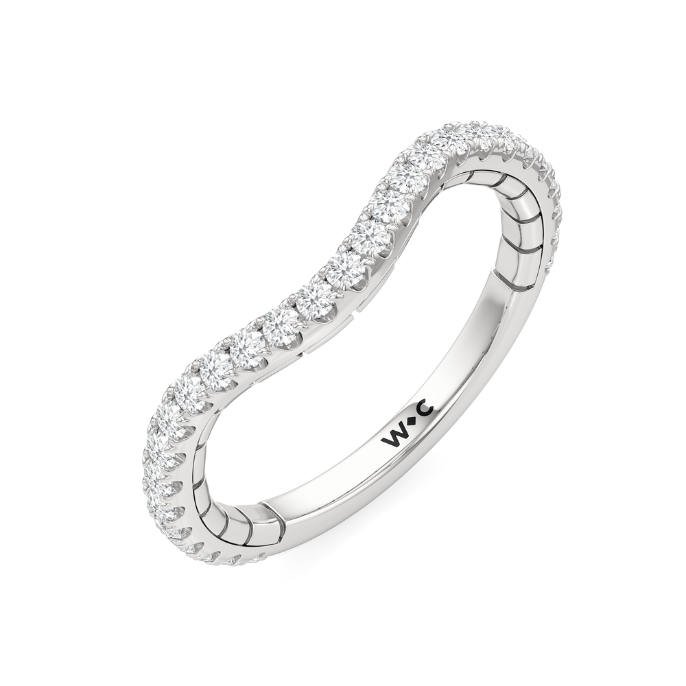 The Rosette Diamond Wedding Band with Platinum Cut Diamond in 14KT Platinum view 3
