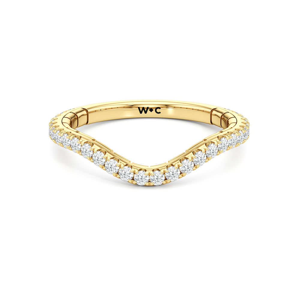 The Rosette Diamond Wedding Band with 18KT Yellow Gold Cut Diamond in 14KT Yellow Gold view 1
