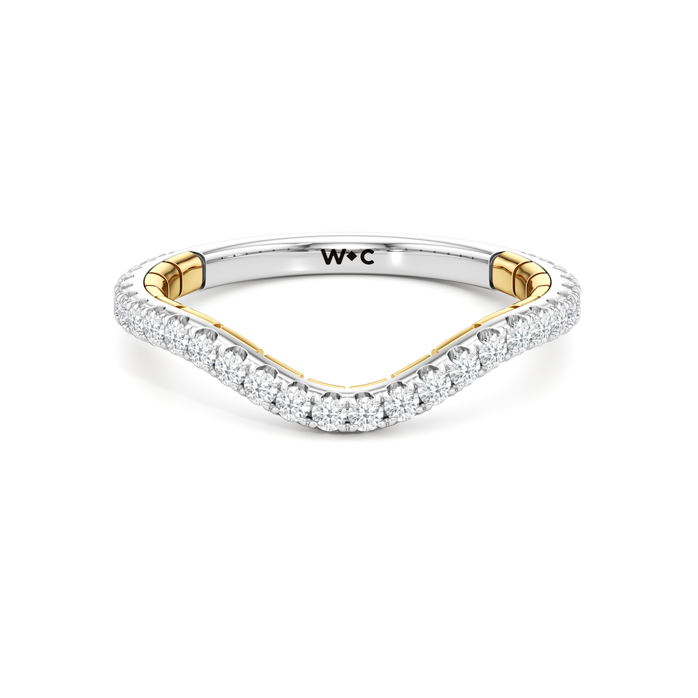 The Rosette Diamond Wedding Band with 18KT White & Yellow Gold Cut Diamond in 14KT White & Yellow Gold view 1
