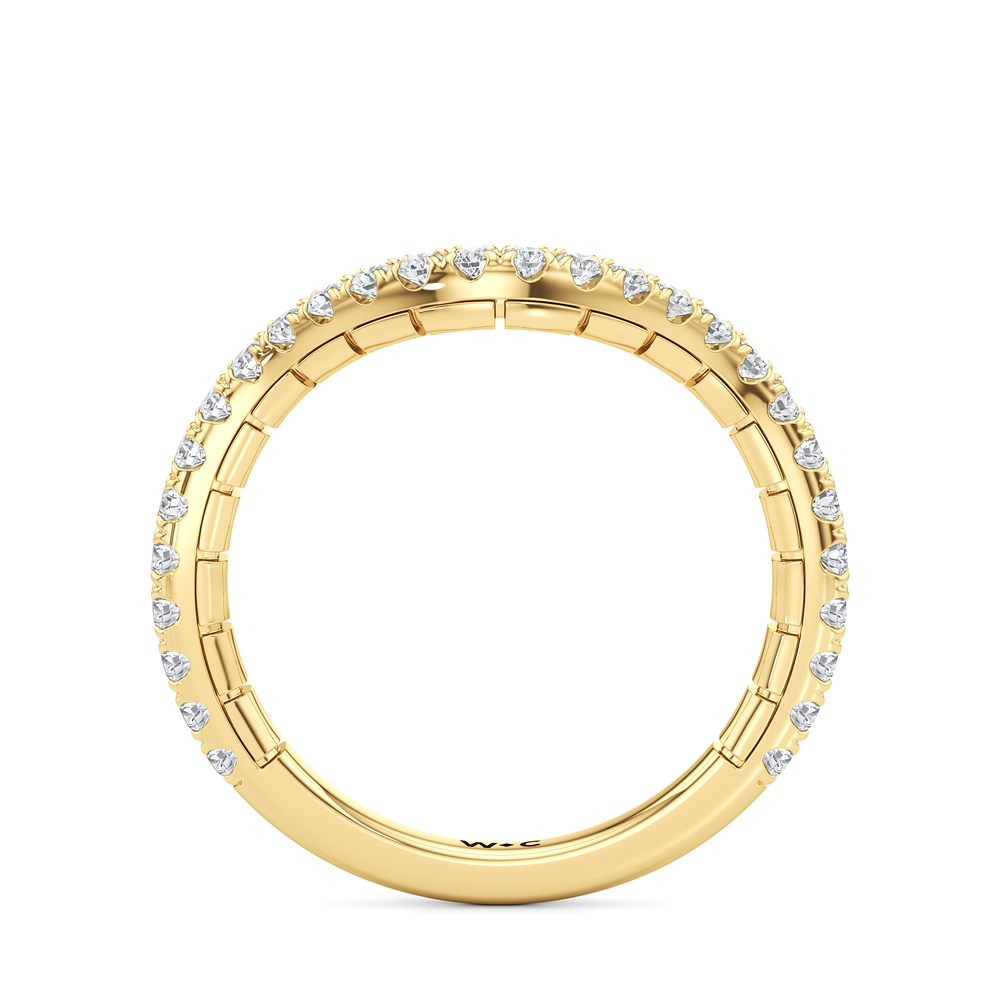 The Rosette Diamond Wedding Band with 18KT Yellow Gold Cut Diamond in 14KT Yellow Gold view 2

