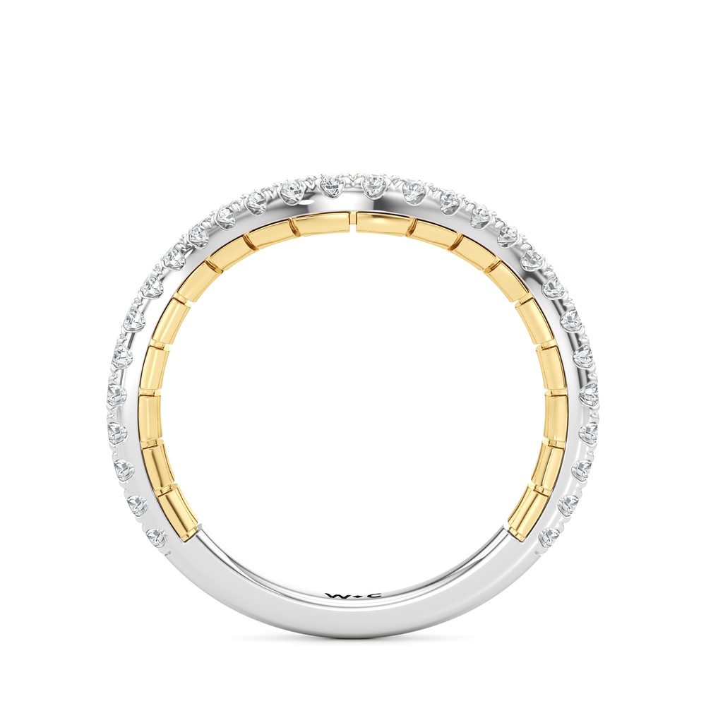 The Rosette Diamond Wedding Band with 18KT White & Yellow Gold Cut Diamond in 14KT White & Yellow Gold view 2
