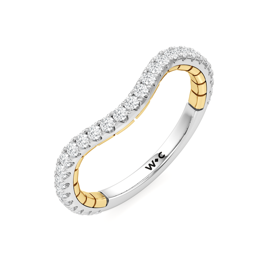 The Rosette Diamond Wedding Band with 18KT White & Yellow Gold Cut Diamond in 14KT White & Yellow Gold view 3
