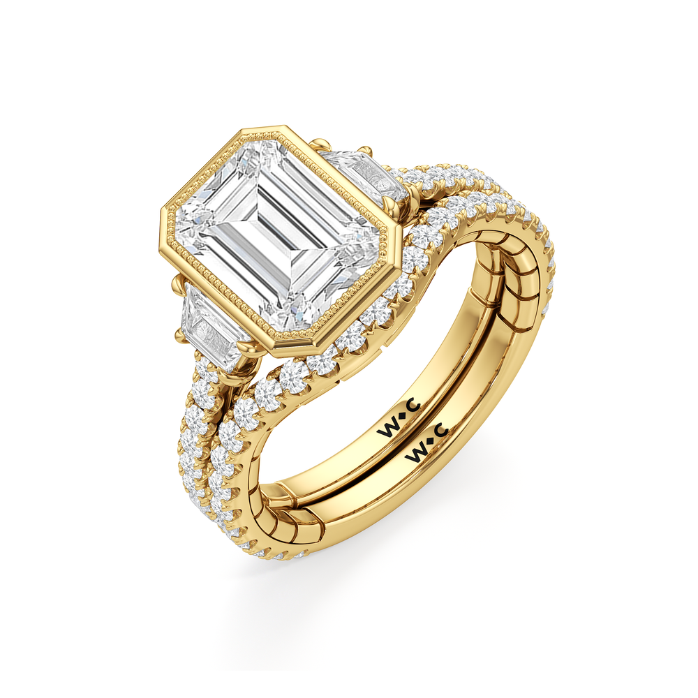 The Rosette Ring with Emerald Cut Diamond in 14KT Yellow Gold view 5
